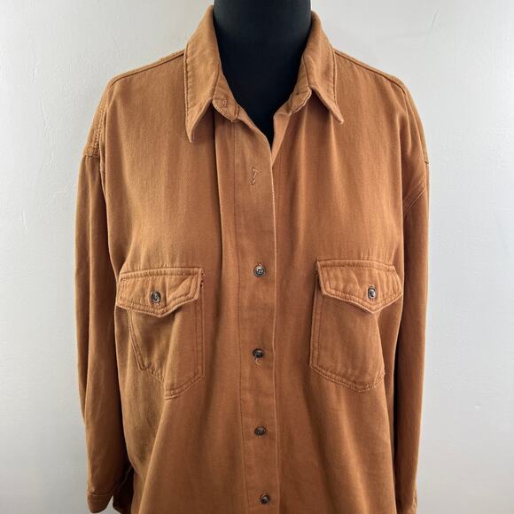 Princess Polly Brown Button-Down Shirt Top Cotton Pockets Long Sleeves Size 6 - Picture 3 of 11